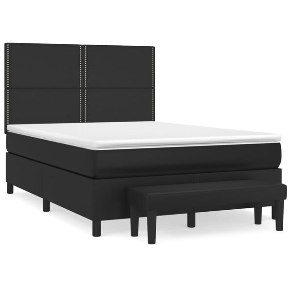 vidaXL Sommier à lattes de lit avec matelas Noir 140x200 cm Similicuir