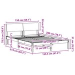 vidaXL Cadre de lit Marron et noir 150 x 200 cm Bois massif en pin