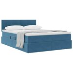 vidaXL Lit de Rangement avec matelas Bleu foncé 140 x 200 cm Velours