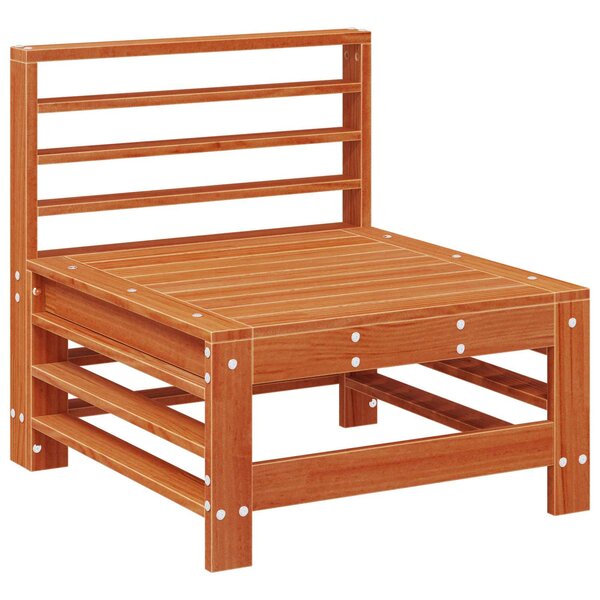 vidaXL Sofa de jardin milieu Pin massif Pin brun ciré