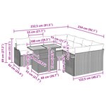 Ensemble de Canapé de Jardin 9 pièces avec Coussins Rattan Poly Noir Acacia