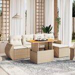 vidaXL Salon de jardin avec coussins 6 Pièces beige résine tressée