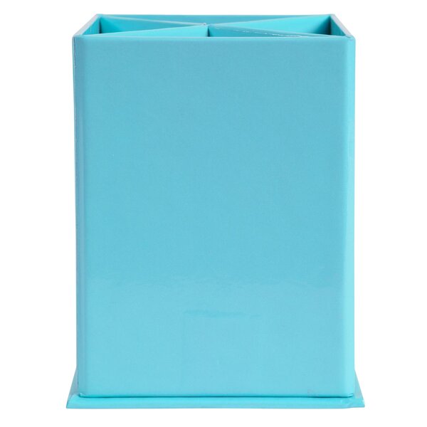 Pot À Crayons Carré 4 Compartiments Carton Aquarel - Bleu Pastel - X 8 - Exacompta