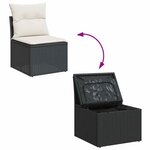 vidaXL Salon de jardin 7 Pièces avec coussins noir résine tressée