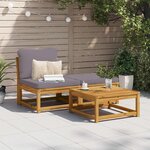 vidaXL Salon de jardin 3 Pièces avec coussins bois massif d'acacia