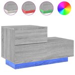 vidaXL Table de chevet avec lumières LED sonoma gris 70x36x40 5 cm