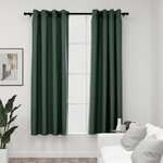 vidaXL Rideaux occultants Aspect lin avec œillets 2 Pièces Vert 140x175cm