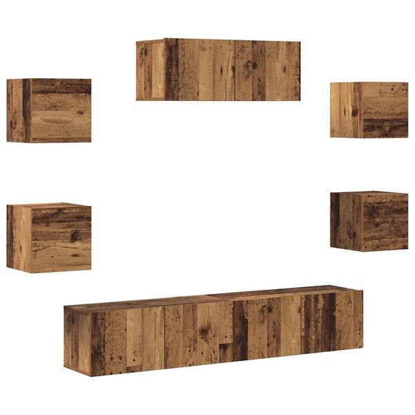 vidaXL Ensemble de meuble TV mural 5 Pièces vieux bois