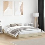 vidaXL Cadre de lit avec LED sans matelas chêne sonoma 150x200 cm