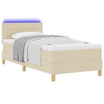 vidaXL Lit à ressort LED avec matelas Crème 100 x 200 cm tissu