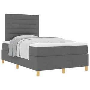 vidaXL Lit à ressorts avec matelas Gris foncé 120 x 190 cm tissu