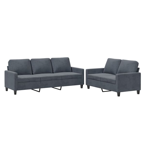 vidaXL Ensemble de canapés 2 Pièces avec coussins Gris foncé Velours