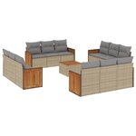 vidaXL Salon de jardin avec coussins 13 Pièces beige résine tressée