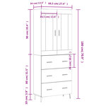 vidaXL Buffet haut Blanc 69 5x34x180 cm Bois d'ingénierie
