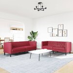 vidaXL Ensemble de canapés Chesterfield 2Pièces rouge bordeaux similicuir