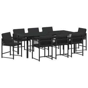 vidaXL Ensemble de salle à manger pour jardin 9 Pièces Noir polyrotin