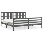 vidaXL Cadre de lit avec tête de lit gris 200x200 cm bois massif