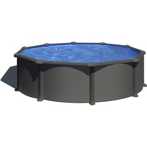 GRE - Piscine ronde acier Ø3,70m x H: 1,32m - Gris anthracite Filtration a sable