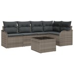 Set de canapé de jardin 5 pièces avec coussins noir poly rotin