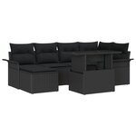 vidaXL Ensemble de canapé jardin 7 pièces avec coussins en rotin synthétique noir