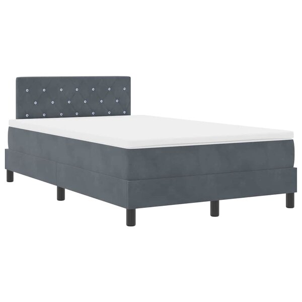 vidaXL Lit à Ressorts avec Matelas & LED Gris Foncé 120x200 cm Velours