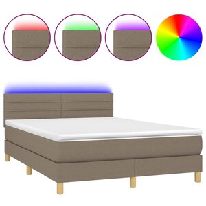 vidaXL Sommier à lattes de lit avec matelas LED Taupe 140x190 cm Tissu