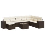 vidaXL Salon de jardin avec coussins 9 Pièces marron résine tressée
