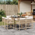vidaXL Ensemble à manger de jardin et coussins 9 Pièces beige Poly rotin