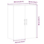 vidaXL Armoire murale chêne artisanal 69 5x34x90 cm