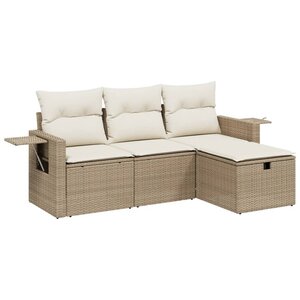 vidaXL Salon de jardin avec coussins 4 Pièces beige résine tressée