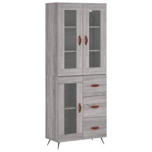 vidaXL Buffet haut Sonoma gris 69 5x34x180 cm Bois d'ingénierie