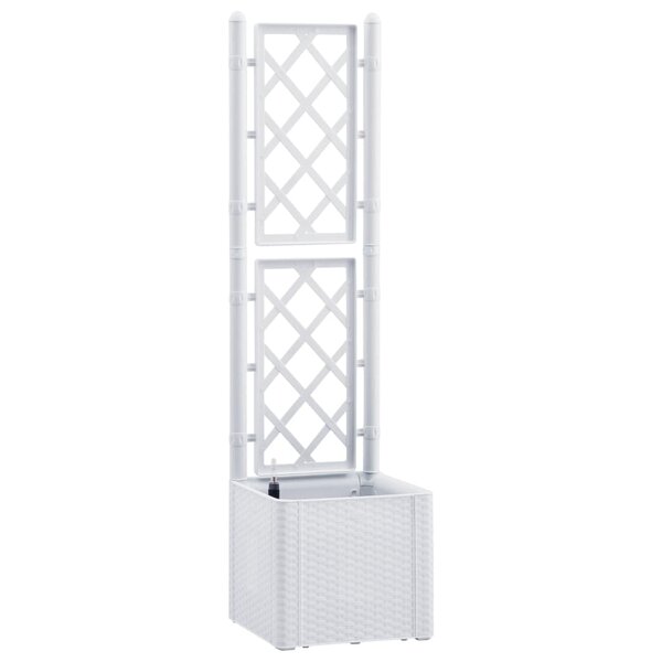 vidaXL Lit surélevé de jardin et treillis et système d'arrosage Blanc