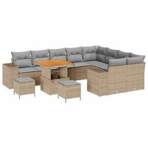 vidaXL Ensemble de canapé de jardin 12 Pièces Beige polyrotin