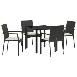 vidaXL Ensemble de salle à manger pour jardin 5 Pièces Noir Poly rotin