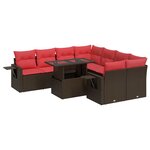 vidaXL Salon de jardin avec coussins 9 Pièces marron résine tressée acacia