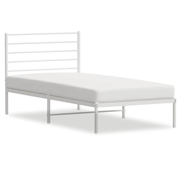 vidaXL Cadre de lit métal sans matelas avec tête de lit blanc 75x190cm