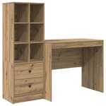 vidaXL Bureau avec tiroir avec étagère 2 Pièces Chêne artisanal