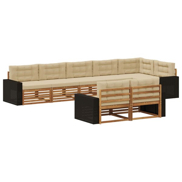 vidaXL Ensemble de canapés d'extérieur 8 pc Naturel et Beige