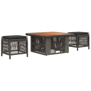vidaXL Ensemble de salle à manger pour jardin 3 pc Gris et Gris foncé