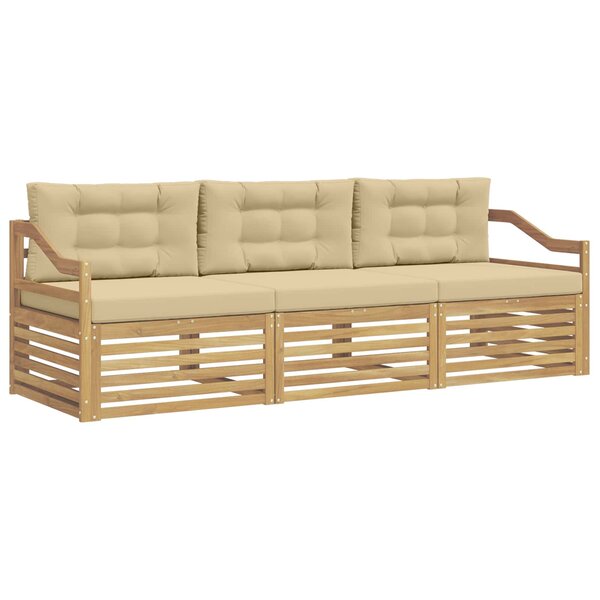 vidaXL Ensemble de canapés d'extérieur 3 pc Blanc et Beige Polyester