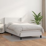 vidaXL Sommier à lattes de lit avec matelas Blanc 100x200cm Similicuir