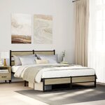 vidaXL Cadre de lit en métal sans matelas chêne sonoma 150x200 cm