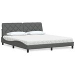 vidaXL Lit avec matelas gris foncé 180x200 cm tissu