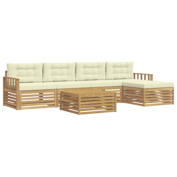 vidaXL Ensemble de canapés d'extérieur 7 pc Blanc et crème Polyester