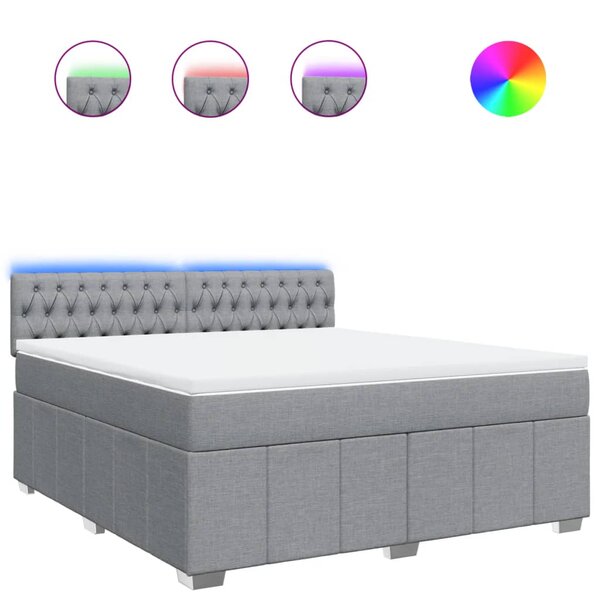 vidaXL Sommier à lattes de lit avec matelas Gris clair 180x200cm Tissu