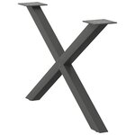 vidaXL Pieds de table basse en forme de X  2 pièces  anthracite  70 x (42-43) cm  acier