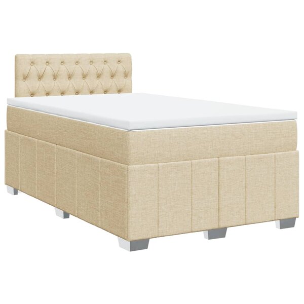 vidaXL Sommier à lattes de lit avec matelas crème 120x190 cm tissu
