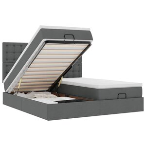 VidaXL Cadre de lit ottoman avec matelas gris foncé 200x200cm tissu