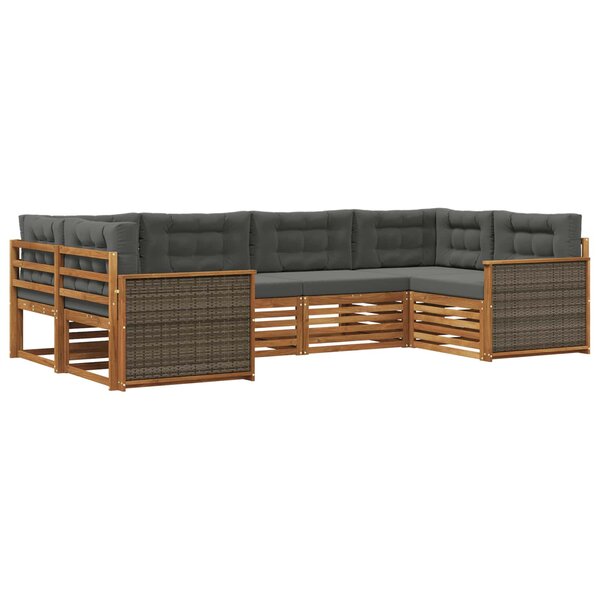 vidaXL Ensemble de canapés d'extérieur 6 Pièces Naturel et Anthracite