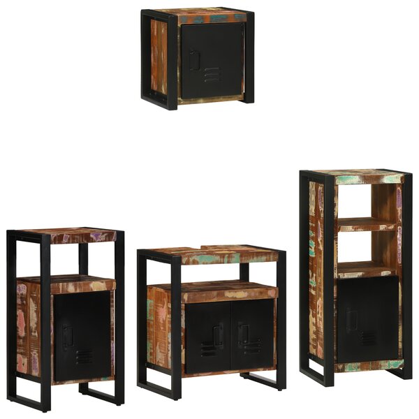 vidaXL Ensemble de mobilier de salle de bain avec étagère avec stockage avec porte 4 Pièces